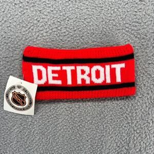 Vintage Detroit Red Wigs Headband Ear Cuffs Knit USA Made Spellout USA 90s NEW